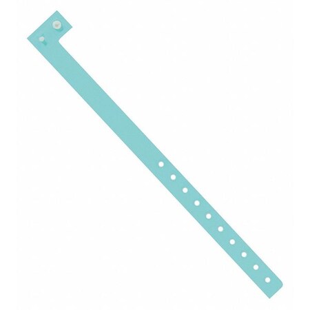 Partners Brand Plastic Wristbands, 3/4" x 10", Aqua, PK500 WR121AQ