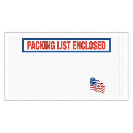 Tape Logic Tape Logic "Packing List Enclosed" Envelopes, 5 1/2" x 10" U.S.A. Flag, Red/White/Blue, 1000/Case PL512