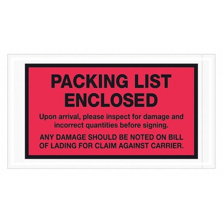 Tape Logic Tape Logic "Packing List Enclosed" Envelopes, 5 1/2" x 10", Red, 1000/Case PL469