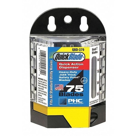 Quickblade QBD-379 Quickblade Blade Dispenser, Black/Clear, PK75 KN142