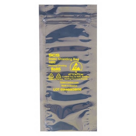 Partners Brand Reclosable Static Shield Bags, 8" x 16", Transparent, 100 PK STC330