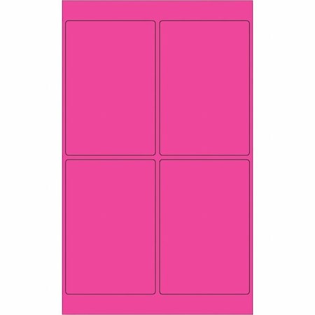 Tape Logic Tape Logic Rectangle Laser Labels, 4" x 6", Fluorescent Pink, PK400 LL186PK