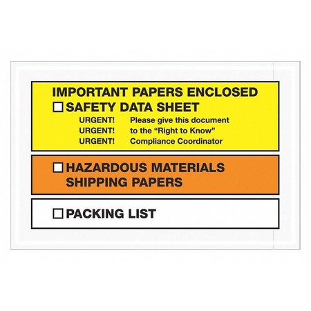 Tape Logic Tape Logic SDS Envelopes, "Important Papers Enclosed", 6 1/2" x 10", Yellow/Orange, PK1000 PL497