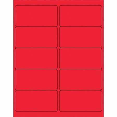 Tape Logic Tape Logic Removable Rectangle Laser Labels, 4" x 2", Fluorescent Red, PK1000 LL410RD