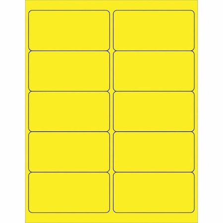 Tape Logic Tape Logic Removable Rectangle Laser Labels, 4" x 2", Fluorescent Yellow, PK1000 LL410YE