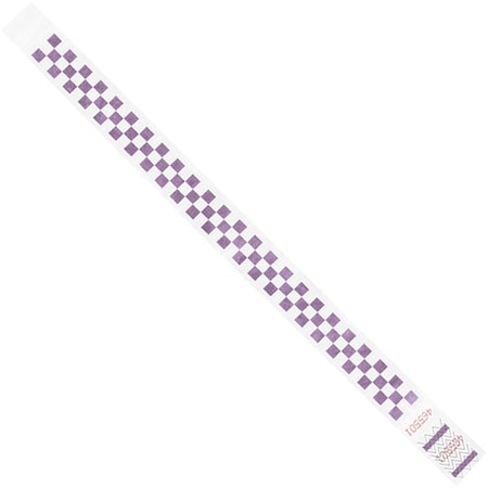 Tyvek Tyvek Wristbands, 3/4" x 10", Purple Checkerboard, PK500 WR103PL
