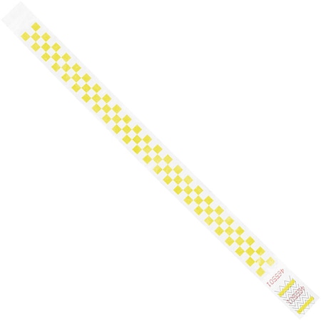 Tyvek Tyvek Wristbands, 3/4" x 10", Yellow Checkerboard, PK500 WR103YE