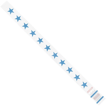 Tyvek Tyvek Wristbands, 3/4" x 10", Blue Stars, PK500 WR104BE