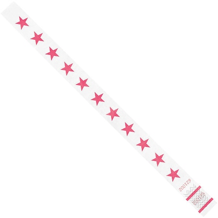 Tyvek Tyvek Wristbands, 3/4" x 10", Pink Stars, PK500 WR104PK