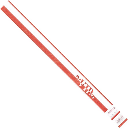 Tyvek Tyvek Wristbands, 3/4" x 10", Red VIP, PK500 WR106RD