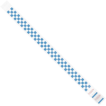 Tyvek Tyvek Wristbands, 3/4" x 10", Blue Checkerboard, PK500 WR103BE