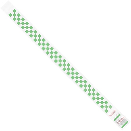 Tyvek Tyvek Wristbands, 3/4" x 10", Green Checkerboard, PK500 WR103GN