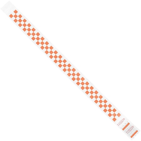 Tyvek Tyvek Wristbands, 3/4" x 10", Orange Checkerboard, PK500 WR103OR