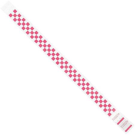 Tyvek Tyvek Wristbands, 3/4" x 10", Pink Checkerboard, PK500 WR103PK