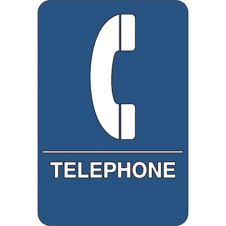 Partners Brand Telephone, ADA Compliant, Plastic Sign, 9"x6", 6 in Inside Lg, 9 in Inside W, 10 in Inside H SN108