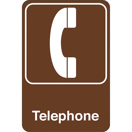 Partners Brand Telephone, Facility Sign, 9"x6", 6 in Inside Lg, 9 in Inside W, 10 in Inside H, Brown/White SN409