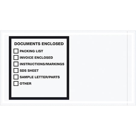 Tape Logic Tape Logic Transportation Envelopes, "Documents Enclosed", 5 1/2" x 10", Printed Clear, PK1000 PL496