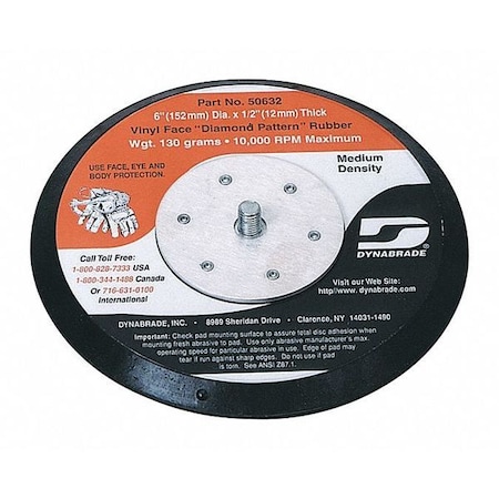 Dynabrade Non-Vacuum Disc Pad, 6" dia. 50632