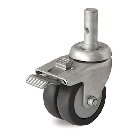 Pegasus Wheel Caster, Dual, Swivel Stem, Gry TPR, 220 lb, Tl P9S-RP030K-S-TB
