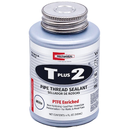 Rectorseal Pipe Thread Sealant 4.8 fl oz, Brush-Top Can, T Plus 2, White, Paste 23631