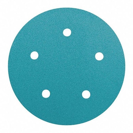 Dynabrade Disc, 5"dia., 80G, Vacuum0, 5" Dia, Multi-Hole, Aluminum Oxide, 80 Grit, Coated Type 79360