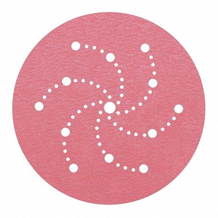 Dynabrade Hook and Loop Disc, 6", Vac, 220G, 6" Dia, Multi-Hole, Aluminum Oxide, 220 Grit, Coated Type 91568