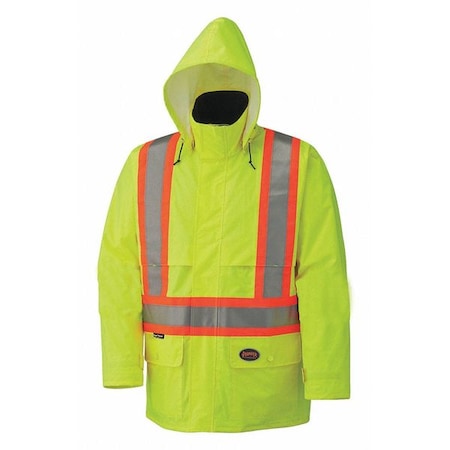 Pioneer Safety Rain Jacket, Hi-Vis Yellow, 4XL V1090160U-4XL