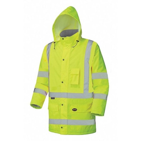 Pioneer V1150160U Hi-Vis 100% Waterproof Winter Quilted Safety Parka - Yellow/Green (4XL)