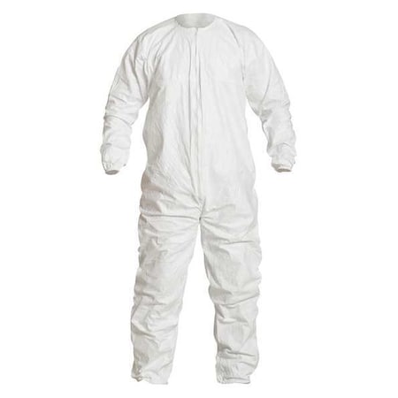 DUPONT Coverall, 25 PK, White, Spunbonded Polyethylene, Zipper IC253BWHLG00250B