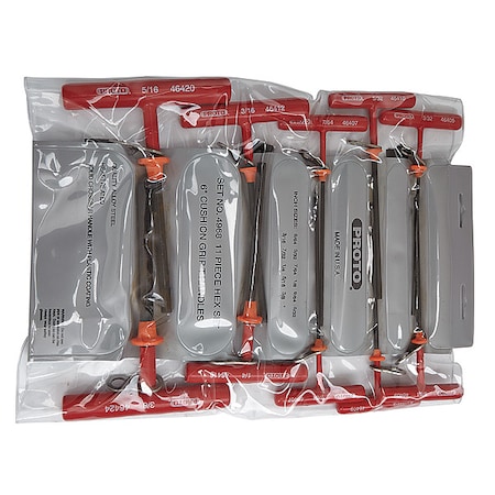 Proto 11 Piece SAE T-Shape Hex Key Set, J4968-TT J4968-TT