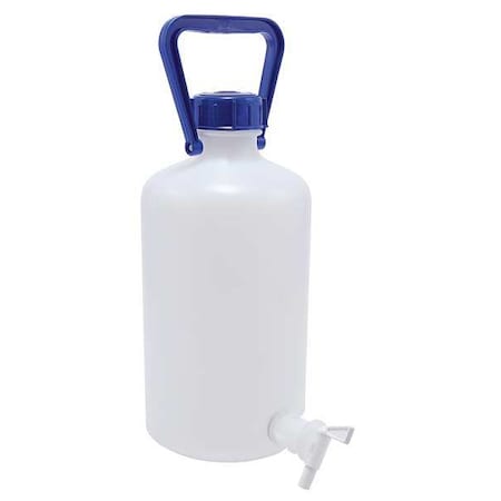 Zoro Select Carboy, 5 L Capacity - mL, 1.32 gal Capacity - oz, Screw On/Spigot Closure, HDPE, White, 13-3/5 in H 208605-0005
