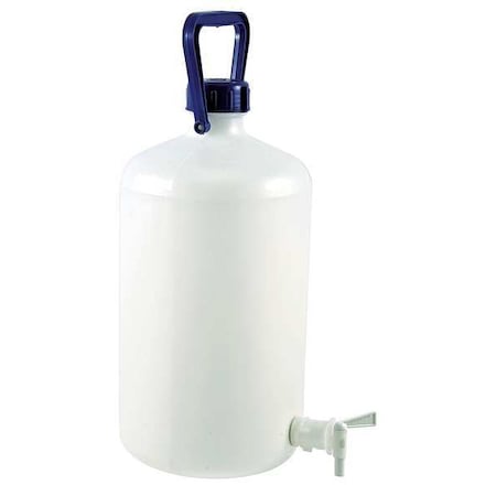 Zoro Select Carboy, 10 L Capacity - mL, 2.64 gal Capacity - oz, Screw On/Spigot Closure, HDPE, White 208605-0010