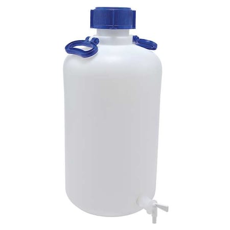 Zoro Select Carboy, 25 L Capacity - mL, 6.6 gal Capacity - oz, Screw On/Spigot Closure, HDPE, White, 22-1/5 in H 208605-0025