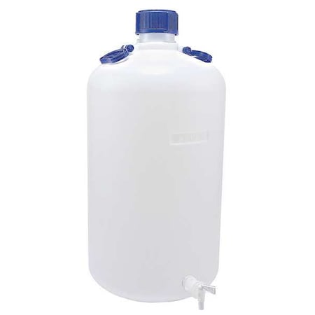 Zoro Select Carboy, 50 L Capacity - mL, 13.2 gal Capacity - oz, Screw On/Spigot Closure, HDPE, White 208605-0050