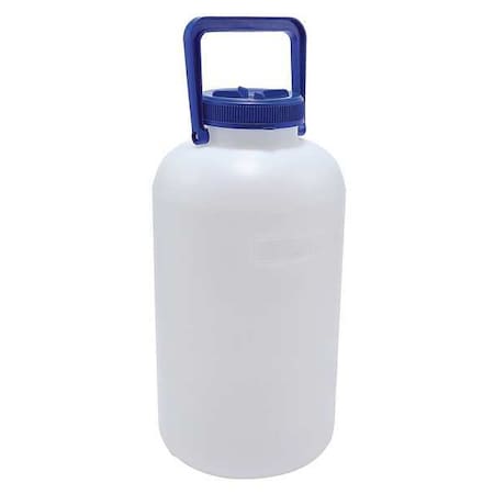 Zoro Select Carboy, 10 L Capacity - mL, 2.64 gal Capacity - oz, Screw On Closure, HDPE, White, 16-7/10 in H 208675-0010