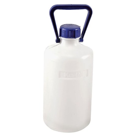 Zoro Select Carboy, 10 L Capacity - mL, 2.64 gal Capacity - oz, Screw On Closure, HDPE, White, 16-7/10 in H 208685-0010