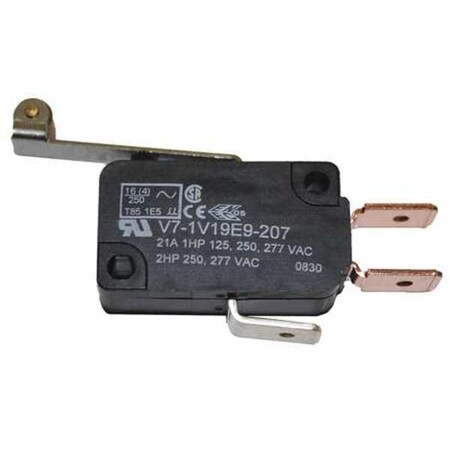 Honeywell Miniature Snap Action Switch, Lever, Long, Roller Actuator, SPDT, 21A @ 240V AC Contact Rating V7-1V19E9-207