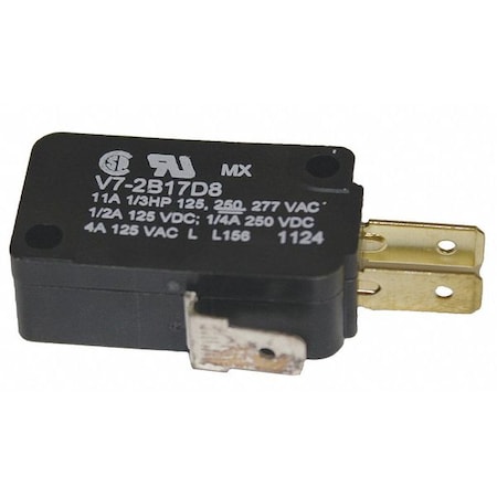HONEYWELL Miniature Snap Action Switch, Pin, Plunger Actuator, SPDT, 3A @ 240V AC Contact Rating V7-2B17D8