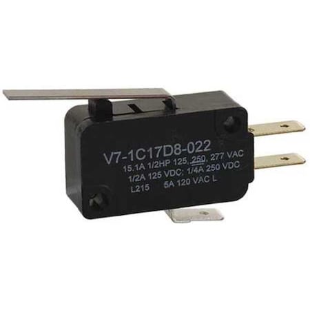 Honeywell Miniature Snap Action Switch, Lever, Long Actuator, SPDT V7-1C17D8-022