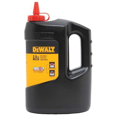 Dewalt Marking Chalk, Red, Permanent, 2.5 lb DWHT47057