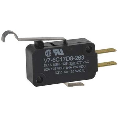 Honeywell Miniature Snap Action Switch, Lever, Simulated Roller Actuator, SPDT V7-6C17D8-263