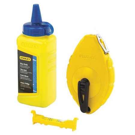 STANLEY Chalk Line Reel with 4 oz. Blue Chalk & Plastic Line Level 47-443