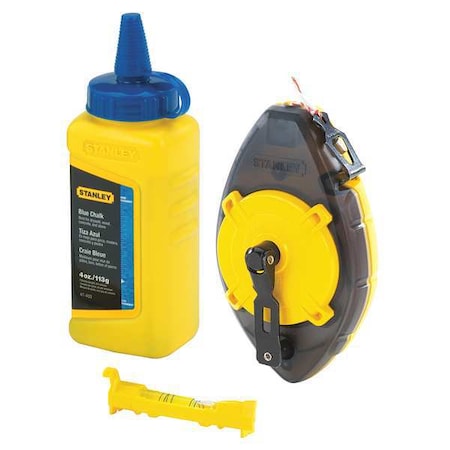 Stanley Chalk Line Reel with 4 oz. Blue Chalk & Plastic Line Level 47-464