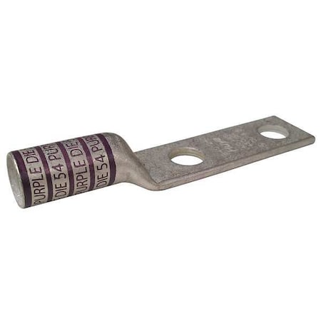 Zoro Select Two-Hole Compression Lug, 4/0 AWG Max, 1/2 in Stud, Long Barrel, Copper, Purple 24C410