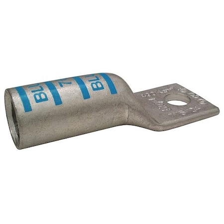 Zoro Select One-Hole Compression Lug, 400 kcmil Max, 1/2 in Stud, Long Barrel, Copper, Blue 24C335