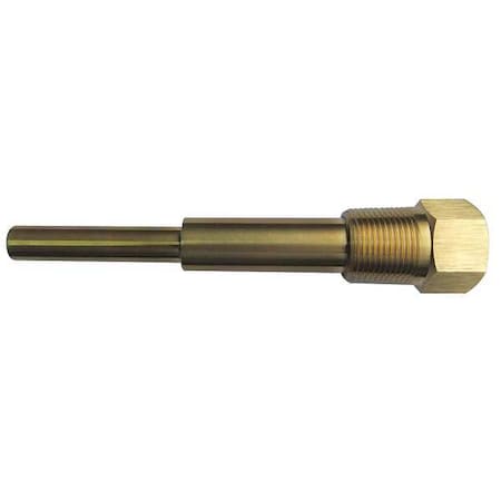 Zoro Select Bimetal Thermowell, Brass, 1/2 NPSM, Stem Length: 4 in 24C470