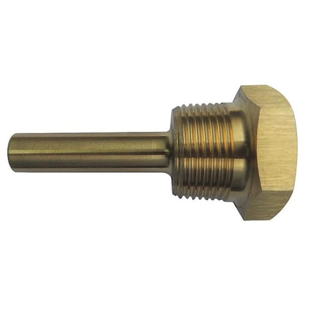 Zoro Select Bimetal Thermowell, Brass, 1/2 NPSM 24C469