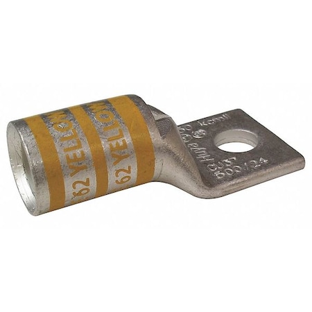 Zoro Select One-Hole Compression Lug, 250 kcmil Max, 5/16 in Stud, Short Barrel, Copper, Yellow 24C987