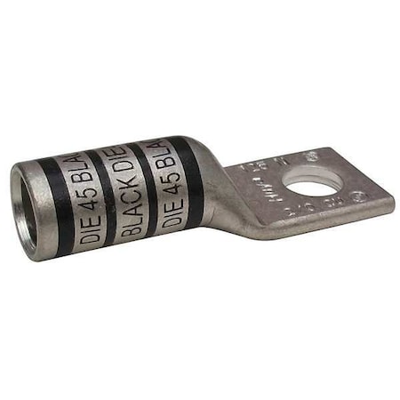 Zoro Select One-Hole Compression Lug, 2/0 AWG Max, 5/16 in Stud, Long Barrel, Copper, Black 24D003