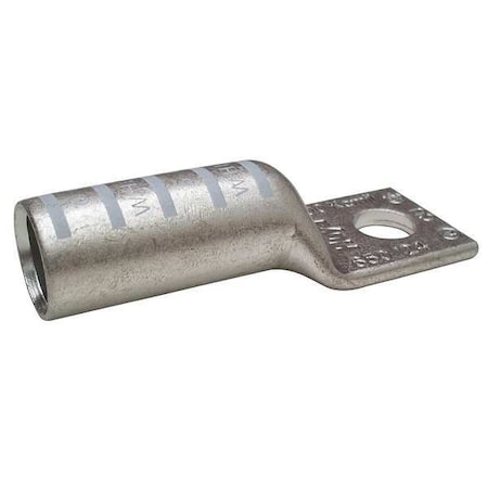 Zoro Select One-Hole Compression Lug, 300 kcmil Max, 3/8 in Stud, Long Barrel, Copper, White 24D008